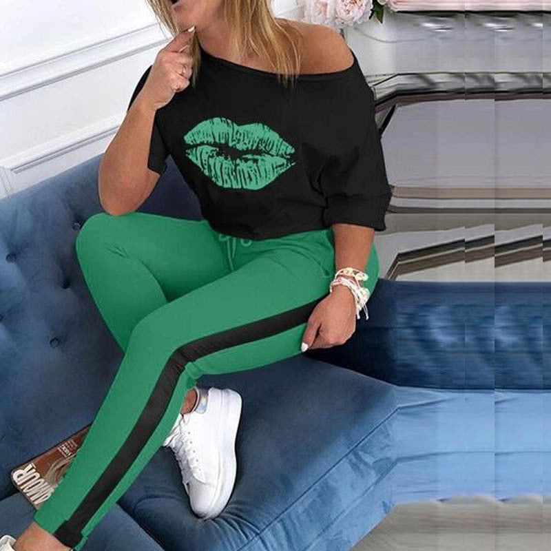 Women's sporty jogger pants with contrasting side inserts Lune London