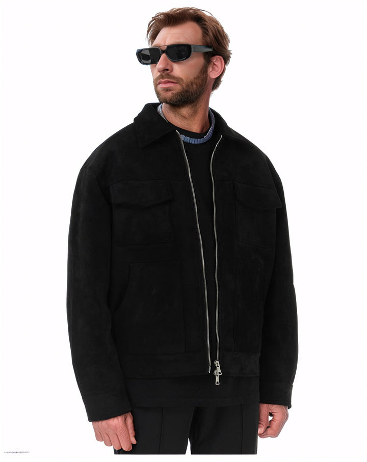 Fashionable suede jacket for men with practical pockets Lune London