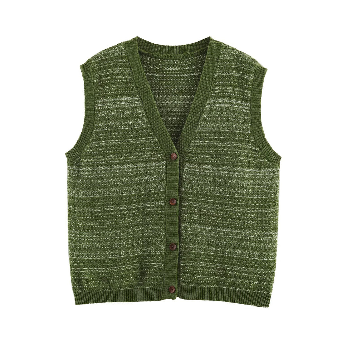 Men's Knitted Vest with V-Neck, Button Placket and Fine Textured Knit Amarae