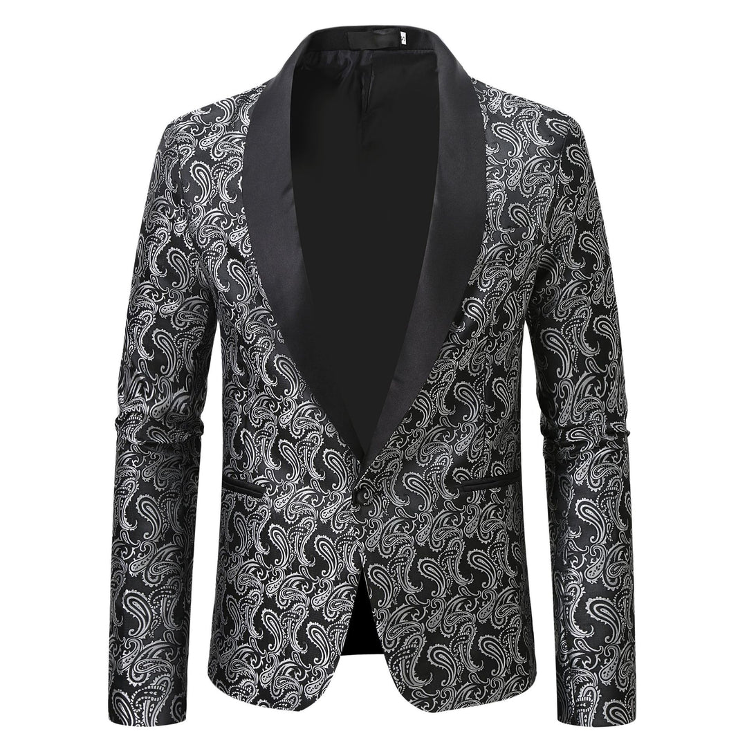 Veste de smoking élégante pour hommes avec motif jacquard floral Lune London