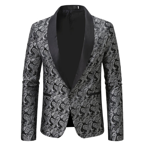 Veste de smoking élégante pour hommes avec motif jacquard floral Amarae