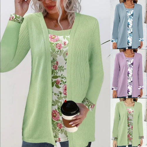 Ladies casual cardigan with floral lining and long sleeves Amarae
