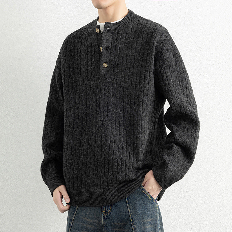 Knitted sweater for men with button details and textured surface Lune London