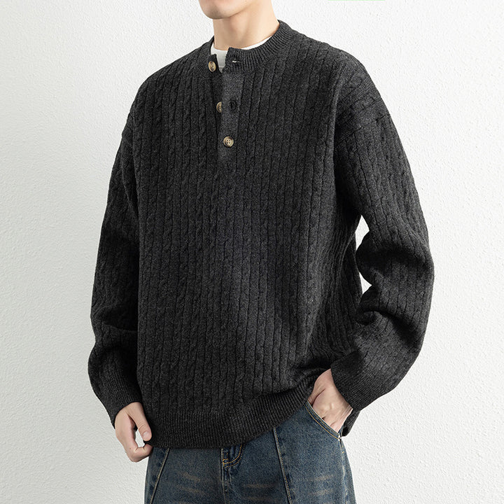 Knitted sweater for men with button details and textured surface Lune London
