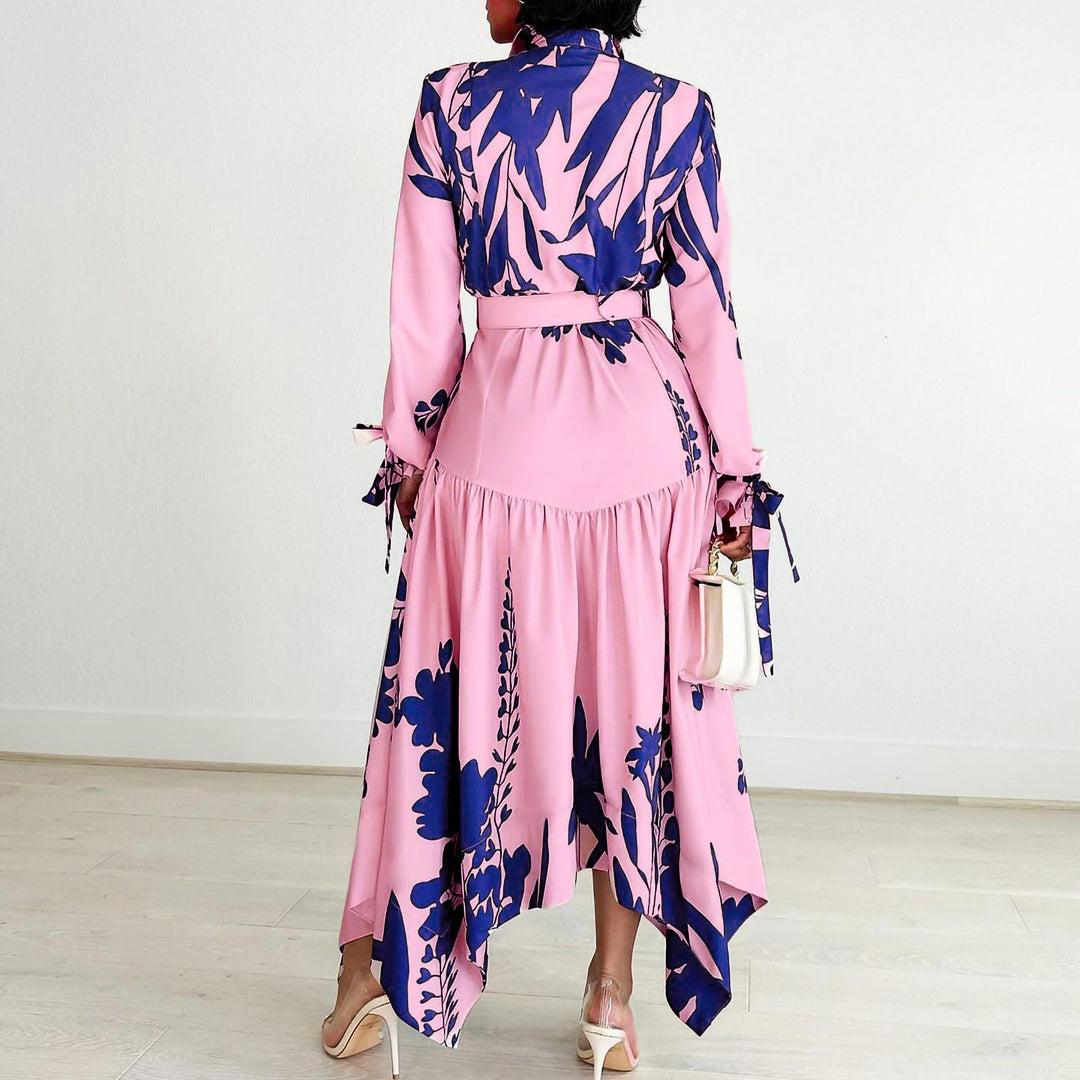 Shirt dress for women with a colorful floral design and a fitted belt Lune London