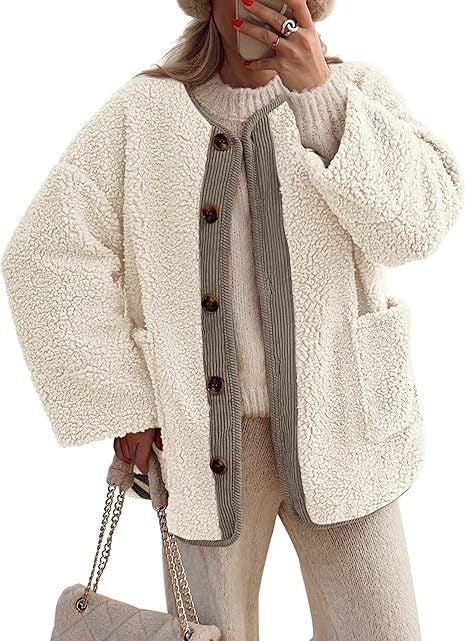 Ladies Cozy Fleece Jacket with Folded Collar Lune London