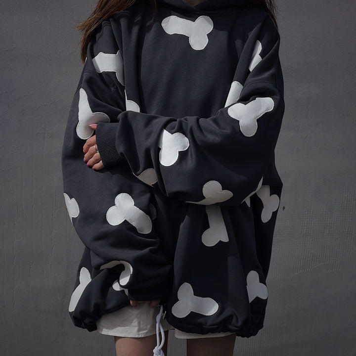 Women's hoodie with creative heart pattern and oversized relaxed fit Lune London