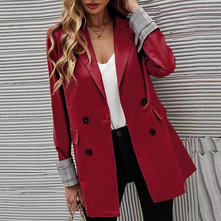 Women elegant blazer with double-breasted buttons and striped sleeves Lune London