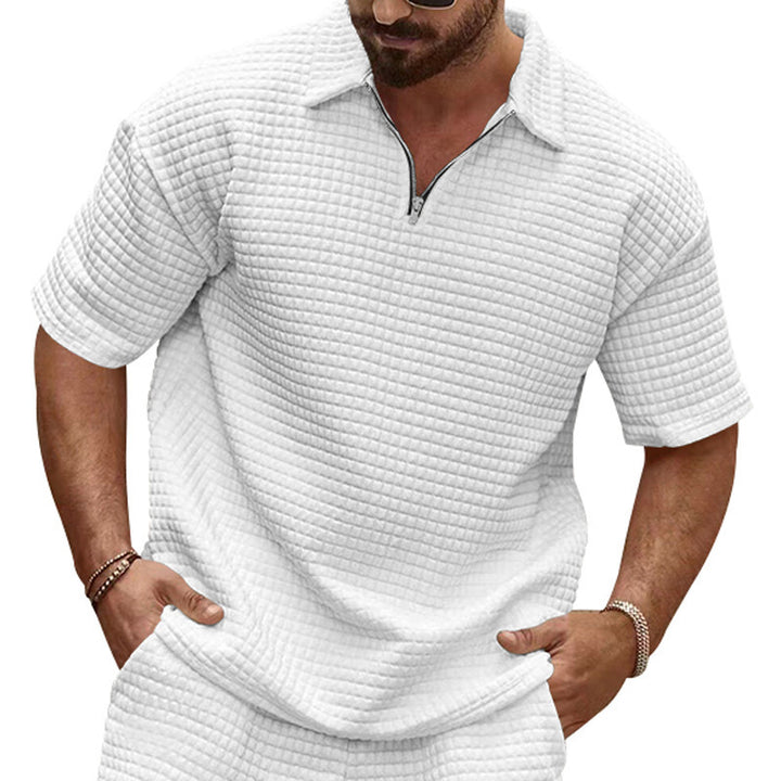 Casual short sleeve polo T-shirt for men with textured design Lune London