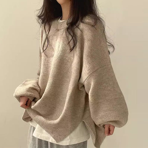 Femme pull en tricot surdimensionné avec manches larges et coupe décontractée Chic & Stil