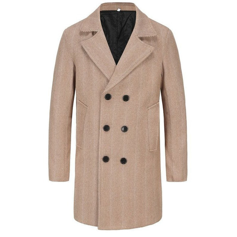 Elegant double-breasted coat for men in high-quality textured material Amarae