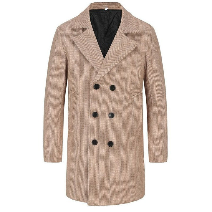 Elegant double-breasted coat for men in high-quality textured material Amarae