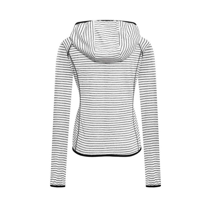 Women's Lightweight Hoodie Zip Jacket in Striped Look with Fitted Cut and Raglan Sleeves Amarae