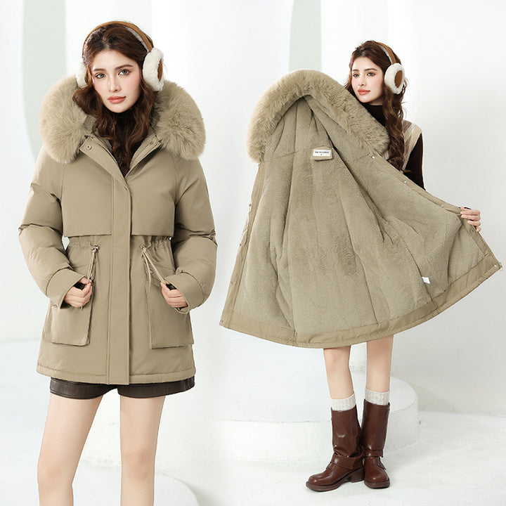 Ladies trendy winter jacket with removable hood and high-quality faux fur Lune London