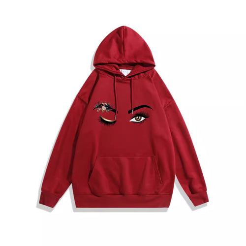 Ladies Hoodie with Creative Eye Motif Chic & Stil