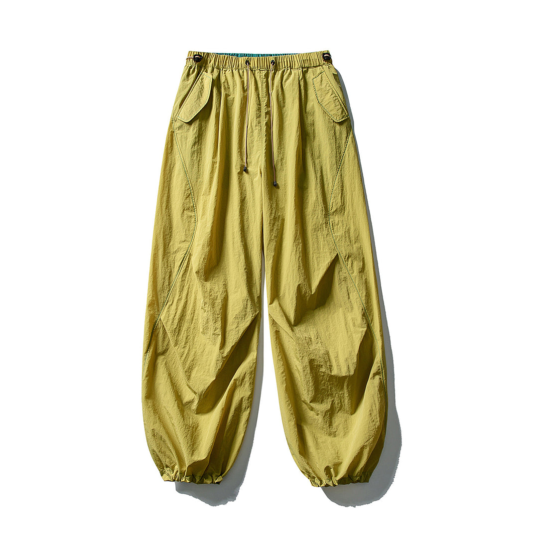 Unisex Wide Utility Pants with Balloon Silhouette, Elastic Drawstring Waistband and Cuffs Amarae