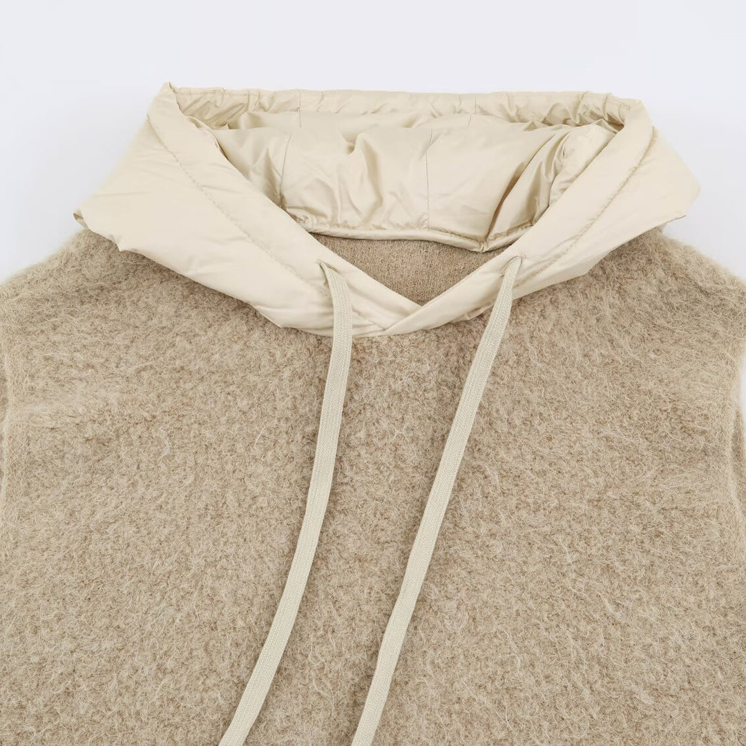 Women's Padded Quilted Vest with Teddy Insert, Hood and Drawstring Amarae