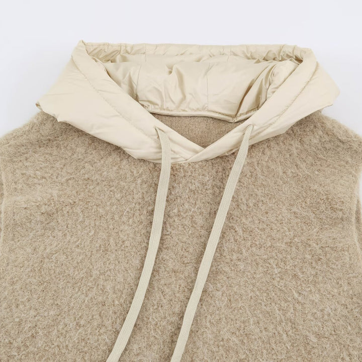 Women's Padded Quilted Vest with Teddy Insert, Hood and Drawstring Amarae