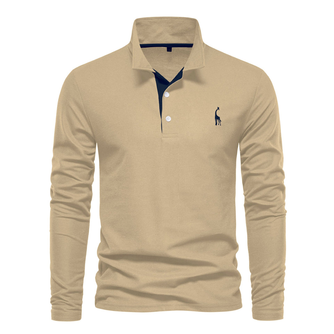 Men's Long Sleeve Polo Shirt with Modern Collar and Breathable Cotton Quality Lune London