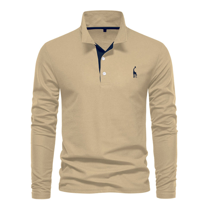 Men's Long Sleeve Polo Shirt with Modern Collar and Breathable Cotton Quality Lune London