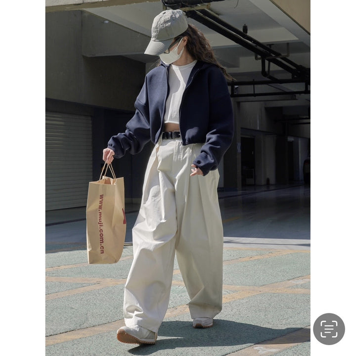 Women short jacket with hood, concealed zipper and elastic hem Amarae