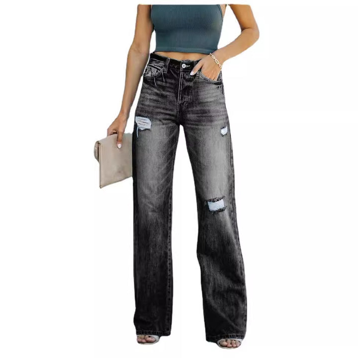 Wide leg women's jeans with ripped details Chic & Stil