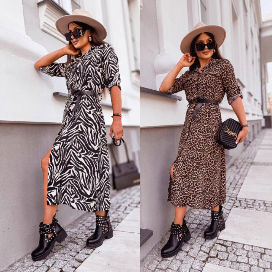 Chic animal print shirt dress for women Lune London