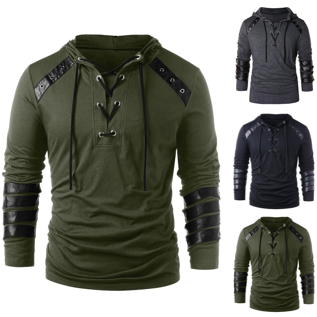 Men's Hoodie with innovative leather detail Lune London