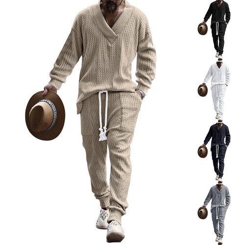 Tenue décontractée en tricot pour hommes avec décolleté en V et taille élastique Amarae