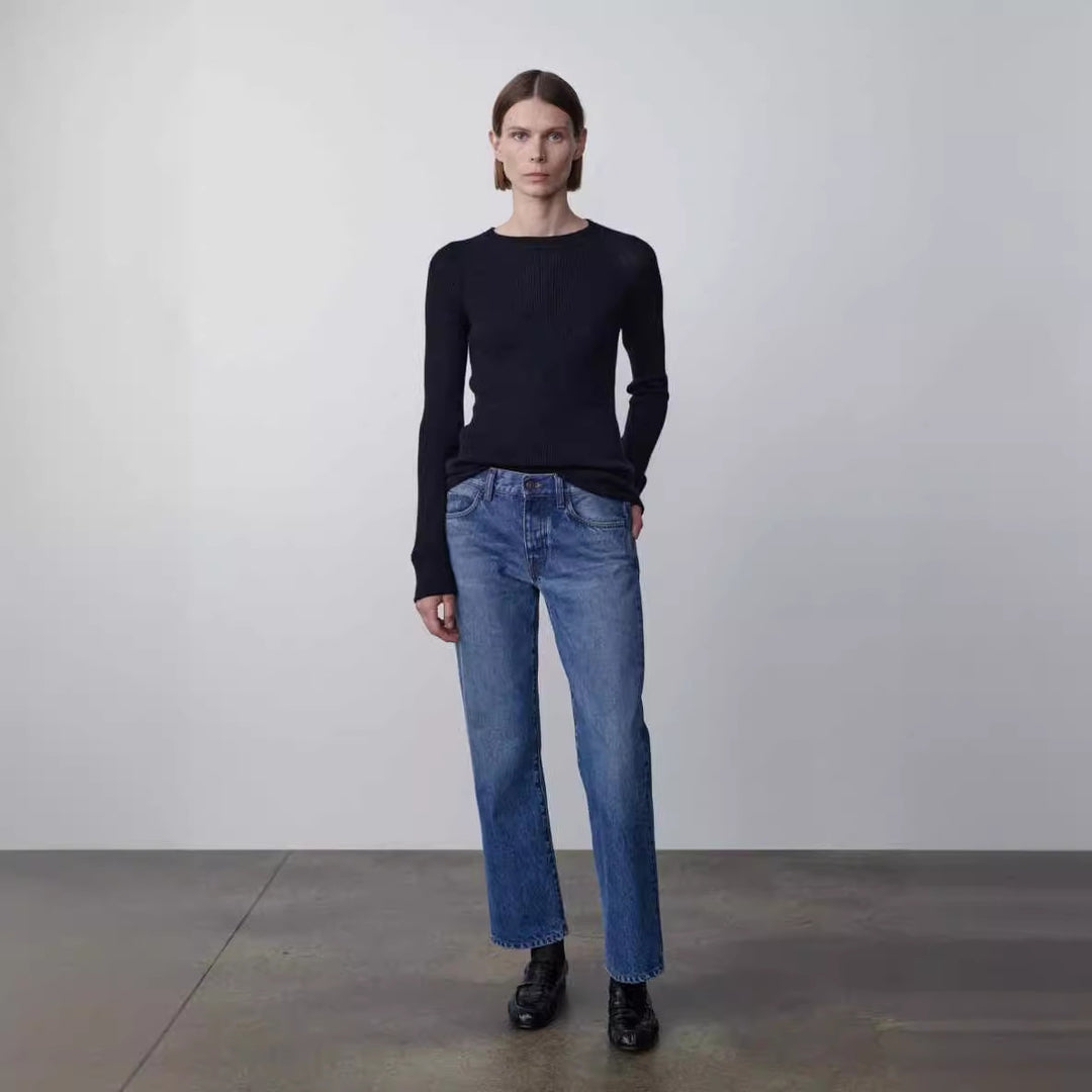 Haut en tricot côtelé ajusté pour femme Chic & Stil