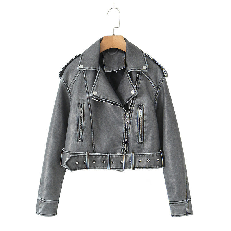 Fashion biker jacket for women with a short design and refined zips Lune London