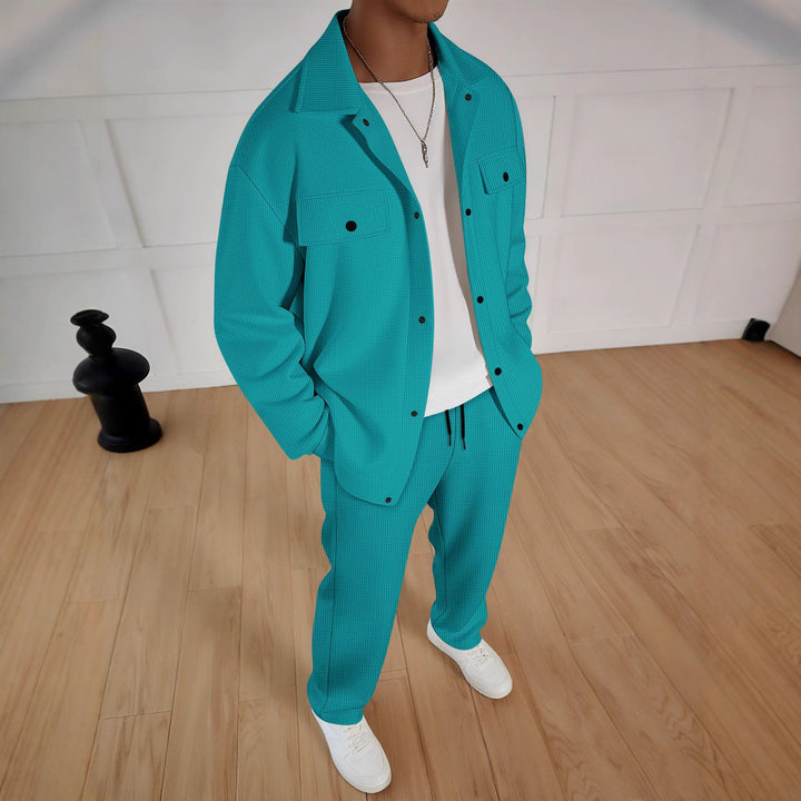 Elegant leisure suit for men with textured jacket and comfortable pants Amarae