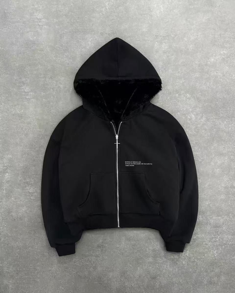 Urban women's hooded jacket in lightweight fleece with kangaroo pocket Lune London