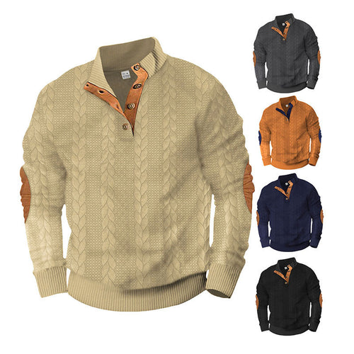 Modern knit sweater for men with high collar and contrasting accents Amarae