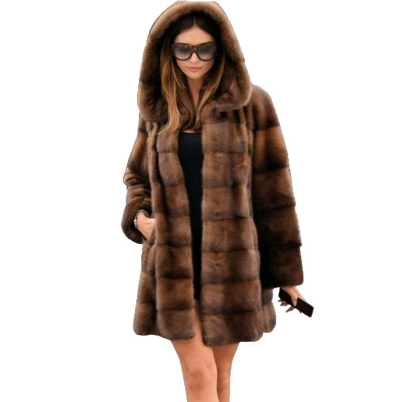 Women's Fashion Faux Fur Coat with Hood and Cozy Lining Lune London