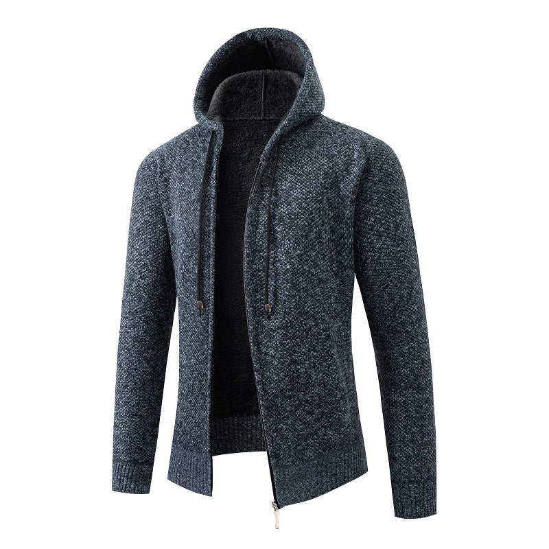 Comfortable fleece jacket for men with hood Lune London