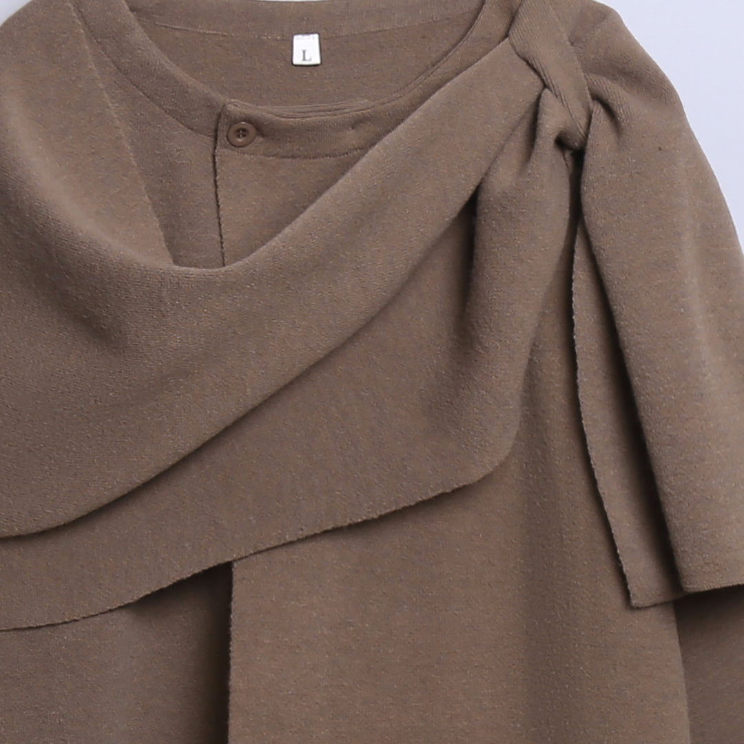 Ladies comfortable knitted poncho with refined drapes Lune London