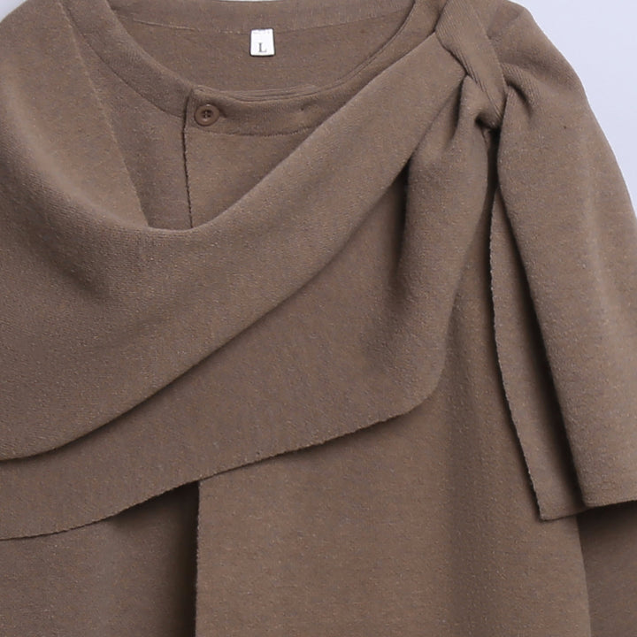 Ladies comfortable knitted poncho with refined drapes Lune London