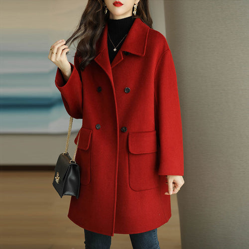 Women's Double-Breasted Wool Coat Chic Und Stil