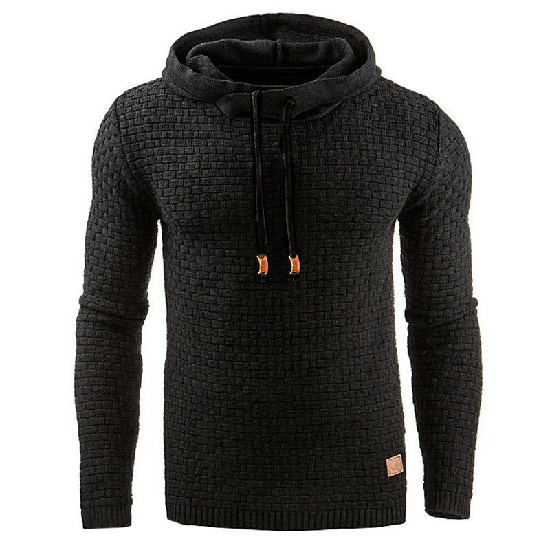 Knitted sweater for men with textured surface and integrated hood Amarae