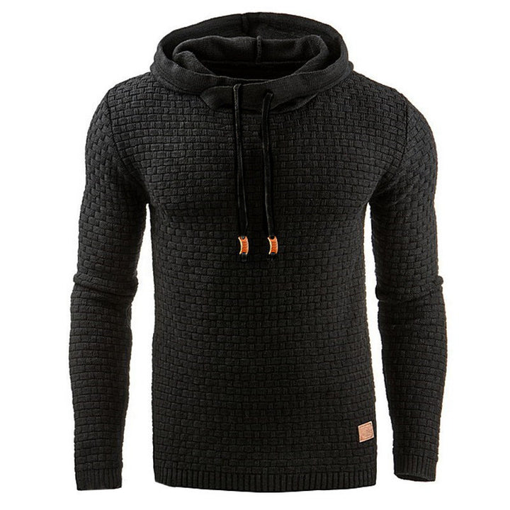 Knitted sweater for men with textured surface and integrated hood Amarae