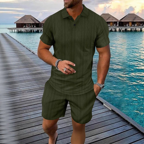 Men's Structured Knit Polo Set and Chic Shorts