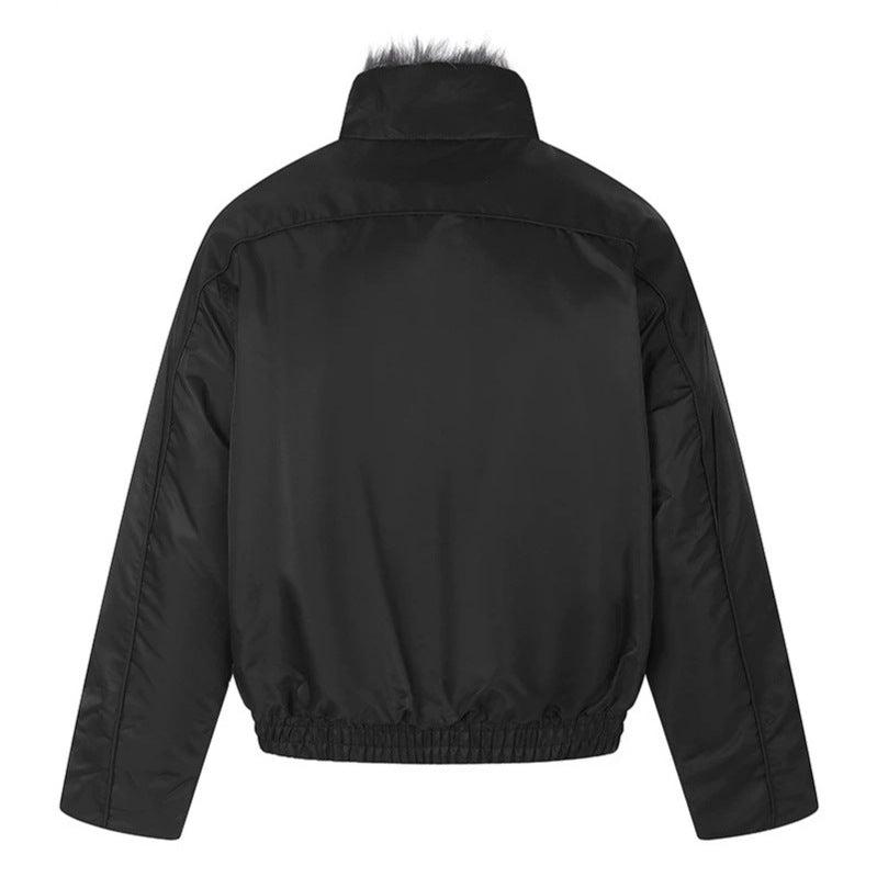 Women's padded bomber jacket with high stand-up collar, faux fur lined collar and zippered pockets Amarae