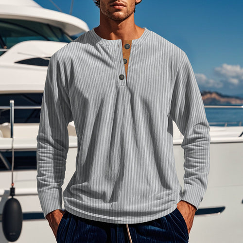 Long sleeve shirt for men with button placket and ribbed texture Amarae