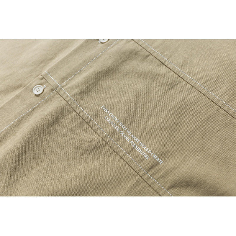 Men's Oversize Canvas Shirt Jacket with Cap Seams and Patch Pockets Amarae
