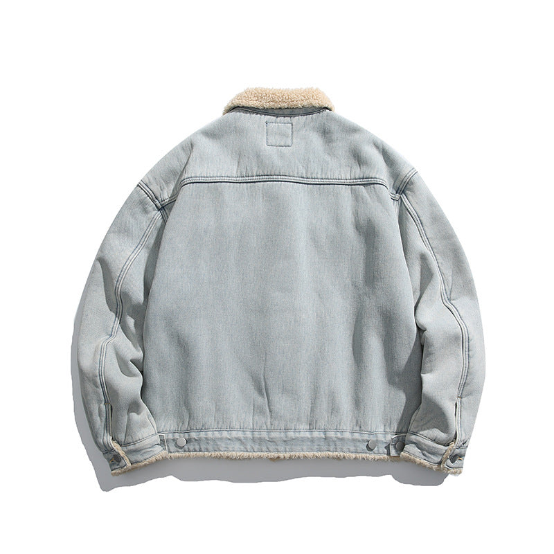 Unisex Oversize Denim Jacket with Teddy Lining and Sherpa Collar Amarae