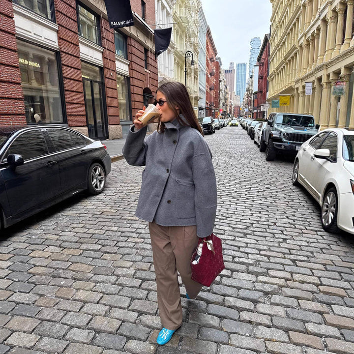 Oversized wool coat for women with an original cut and practical pockets Lune London