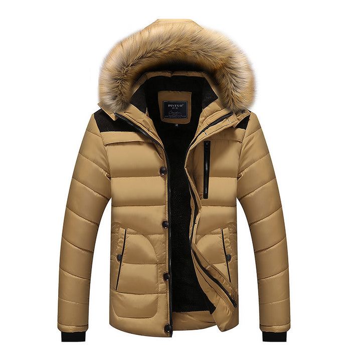 Men's Padded Puffer Parka with Faux Fur Hood, Fleece Interior Lining and Chest Zip Amarae