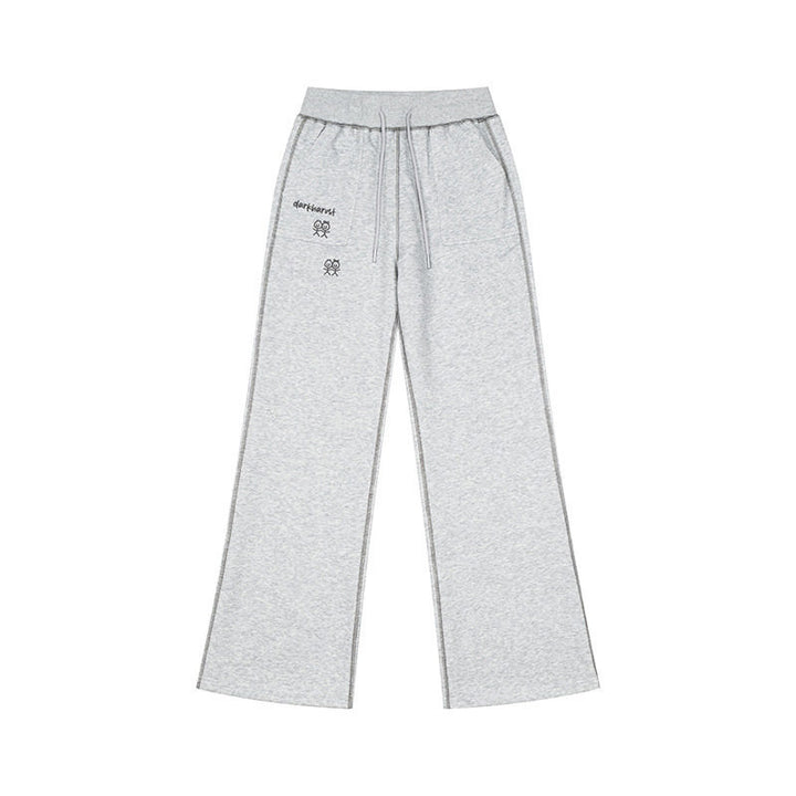 Women's Wide Lounge Pants with High Waist, Drawstring and Contrast Stitching Amarae