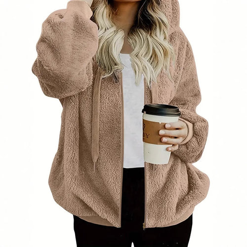 Ladies Soft Hooded Jacket with Zipper Closure and Chic Practical Design